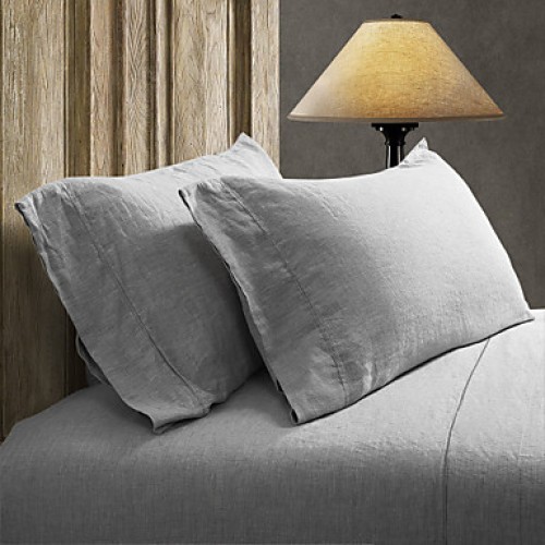 2-Pack Pillowcase set, 100% Linen Solid Grey