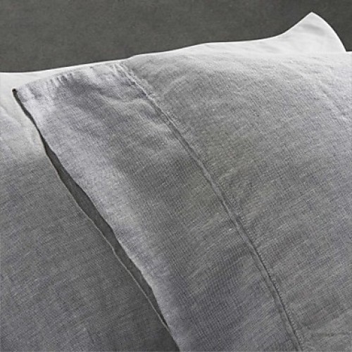 2-Pack Pillowcase set, 100% Linen Solid Grey
