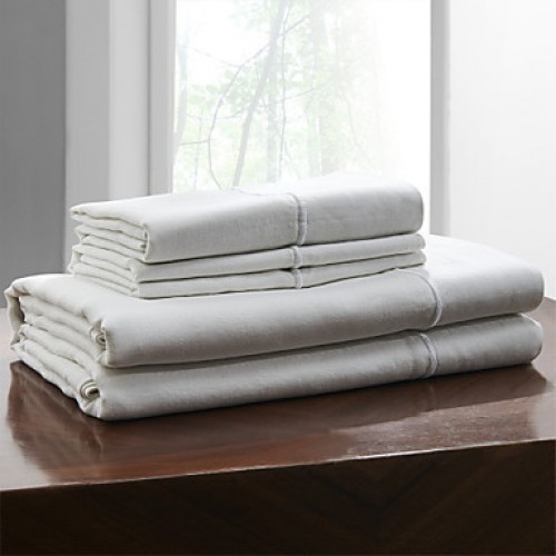 Sheet Set, 100% Linen Solid White Up to 15" D...