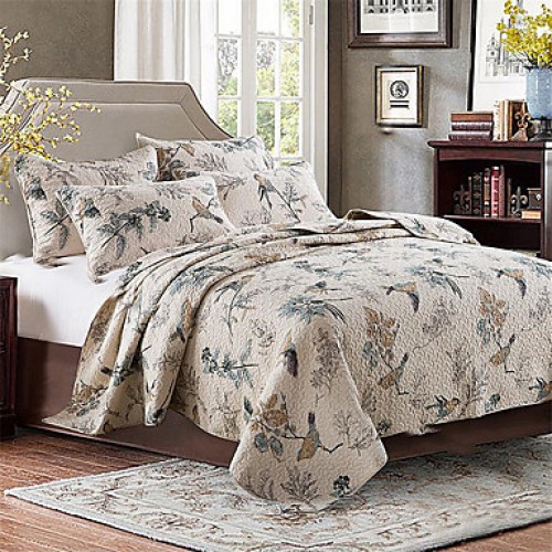 3PC Quilt Sets Full Cotton Shell Pattern 90"W...